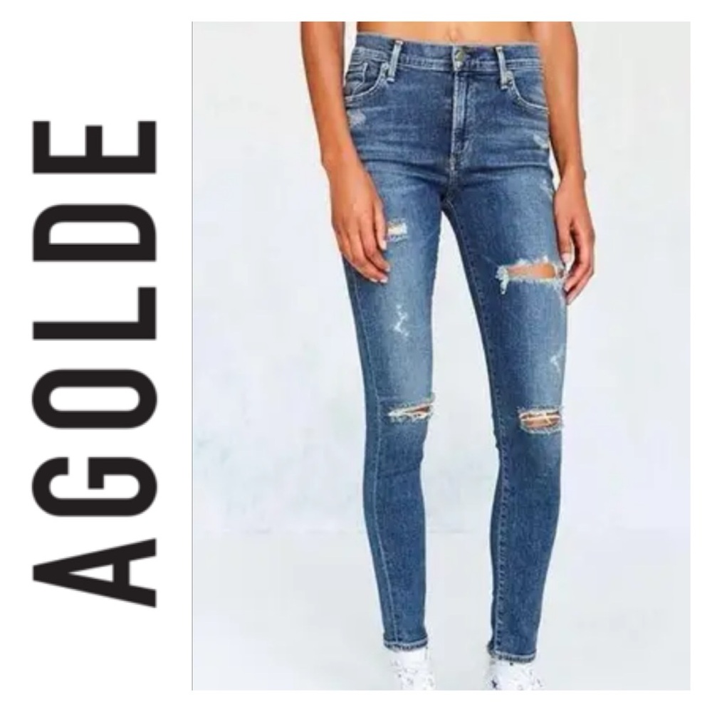 AGOLDE Sophie High Rise Destroyed Denim Jeans size 25